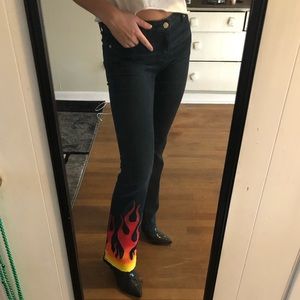 Custom- painted flame jeans